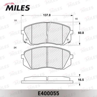 Колодки тормозные передние Miles E400055
