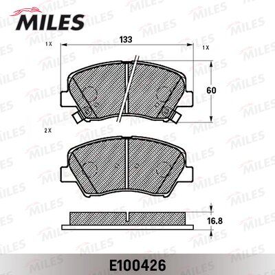 Колодки тормозные передние Miles E100426
