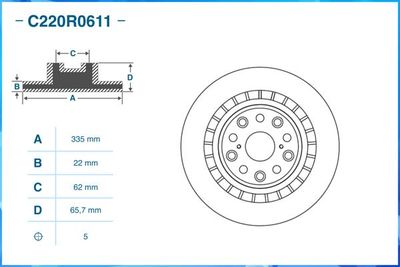 Диск тормозной задний CWORKS C220R0611