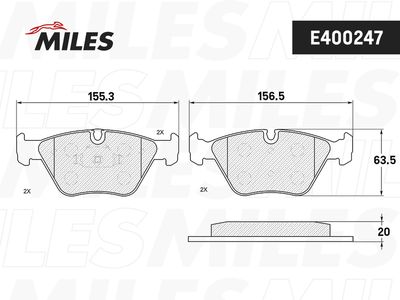 Колодки тормозные передние Miles E400247