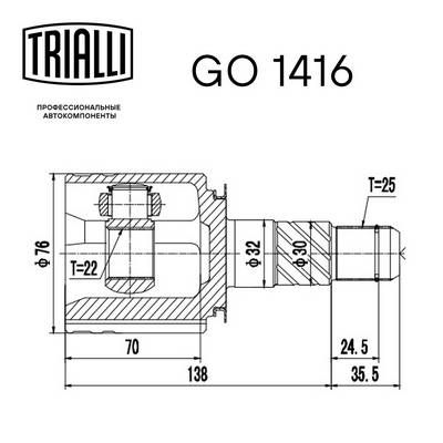 ШРУС внутренний правый TRIALLI GO1416