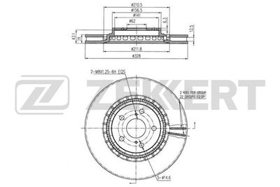 Диск тормозной передний Zekkert BS5460
