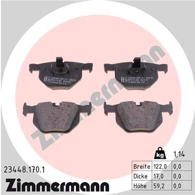Колодки тормозные задние ZIMMERMANN 234481701