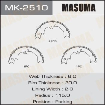 Колодки стояночного тормоза Masuma MK2510