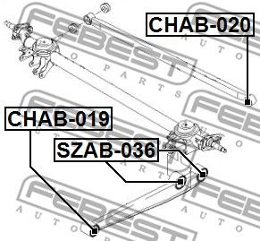 Сайлентблок задней поперечной тяги FEBEST CHAB020