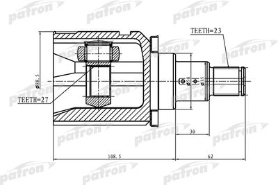 ШРУС внутренний левый PATRON PCV1362