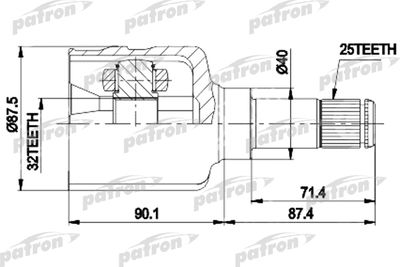 ШРУС внутренний левый комплект PATRON PCV9536