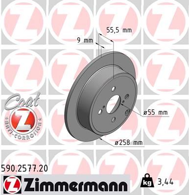 Диск тормозной ZIMMERMANN 590257720