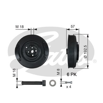 Шкив коленвала GATES TVD1033A