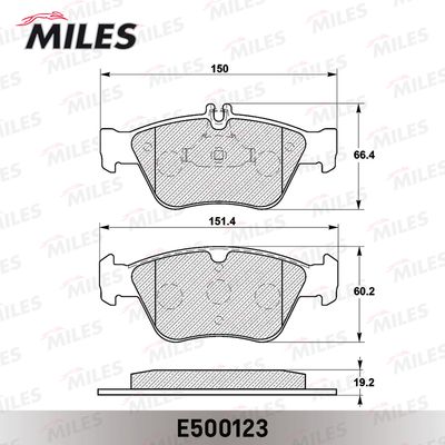 Колодки тормозные передние Miles E500123