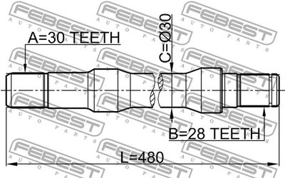 Полуось правая FEBEST 2212SOR