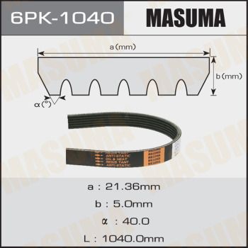 Ремень поликлиновой Masuma 6PK1040