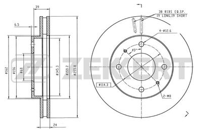 Диск тормозной передний Zekkert BS5133