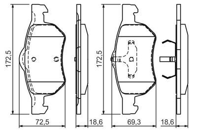 Комплект колодок для дискового тормоза BOSCH 0986424668
