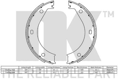 Колодки тормозные задние барабанные NK 2715415