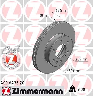Диск тормозной ZIMMERMANN 400647620