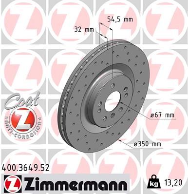 Диск тормозной ZIMMERMANN 400364952