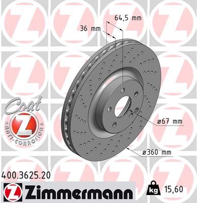 Диск тормозной ZIMMERMANN 400362520