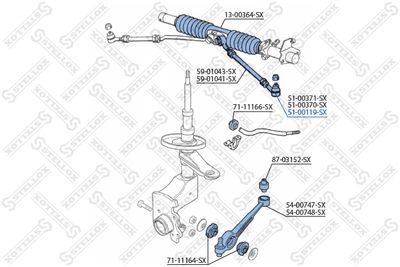 Наконечник рулевой левый STELLOX 5100119SX