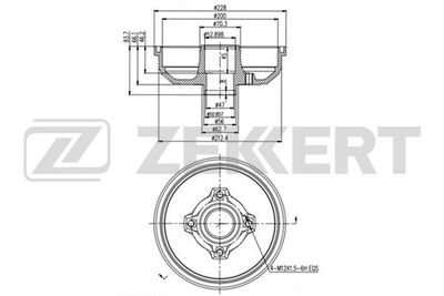 Барабан тормозной задний Zekkert BS5208