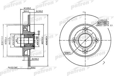 Диск тормозной задний с подшипником и кольцом АБС PATRON PBD7011