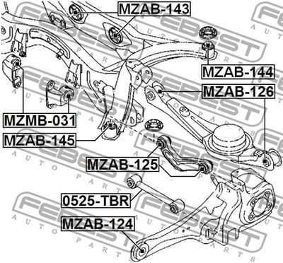 Сайлентблок заднего поперечного рычага FEBEST MZAB126