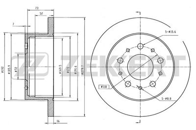 Диск тормозной задний Zekkert BS5109