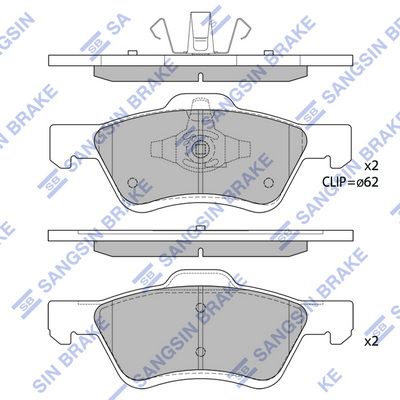 Колодки тормозные дисковые SANGSIN SP1497