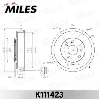 Барабан тормозной Miles K111423