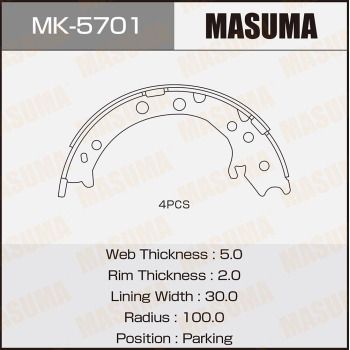 Комплект колодок ручного тормоза Masuma MK5701