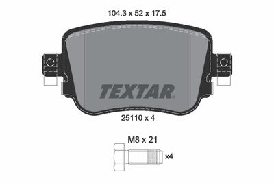 Колодки тормозные задние TEXTAR 2511001