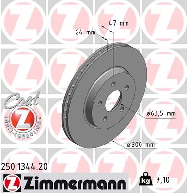Диск тормозной ZIMMERMANN 250134420