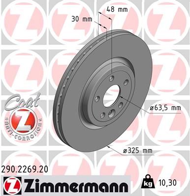 Диск тормозной передний ZIMMERMANN 290226920
