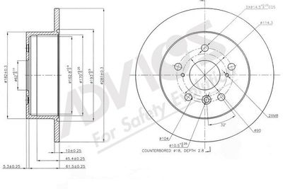 Диск тормозной задний ADVICS A6R083B