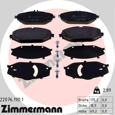 Колодки тормозные передние ZIMMERMANN 220761901