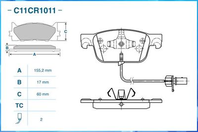 Колодки тормозные передние CWORKS C11CR1011