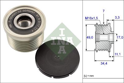 Шкив генератора INA 535016410