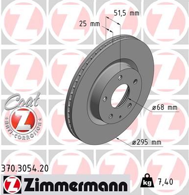 Диск тормозной передний вентилируемый ZIMMERMANN 370305420