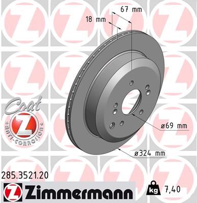 Диск тормозной ZIMMERMANN 285352120