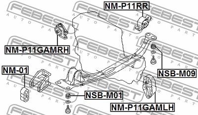 Подушка двигателя правая FEBEST NMP11GAMRH