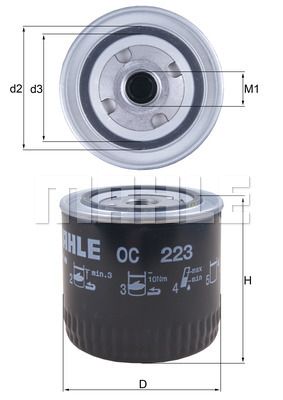Фильтр масляный MAHLE OC223