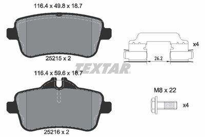 Колодки тормозные дисковые TEXTAR 2521501