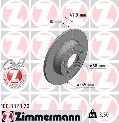 Диск тормозной ZIMMERMANN 100332320