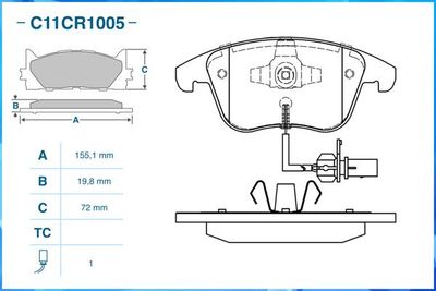 Колодки тормозные передние CWORKS C11CR1005