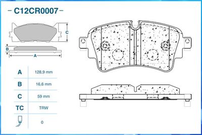 Колодки тормозные задние CWORKS C12CR0007