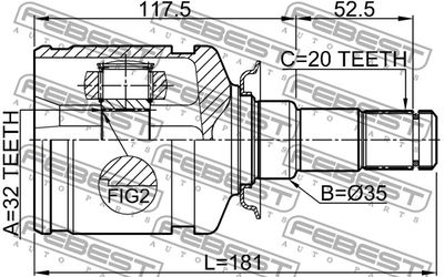 ШРУС внутренний левый FEBEST 0111CT220LH