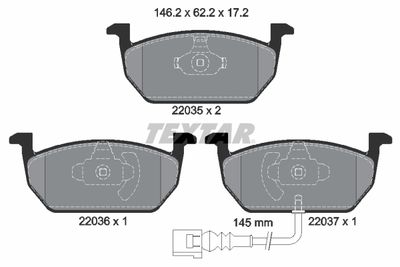 Комплект колодок для дискового тормоза TEXTAR 2203501