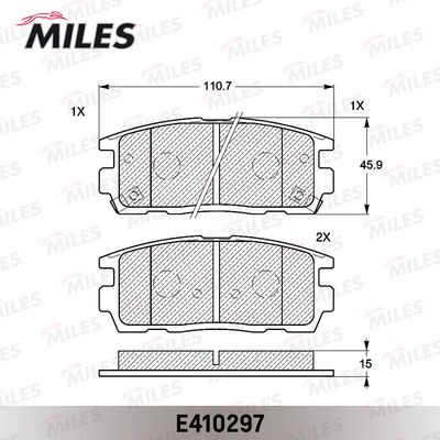 Колодки тормозные задние Miles E410297