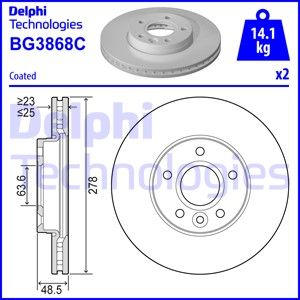 Диск тормозной передний DELPHI BG3868C