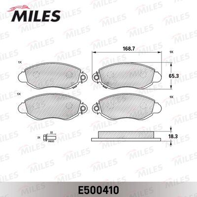 Колодки тормозные передние с индикатором износа Miles E500410